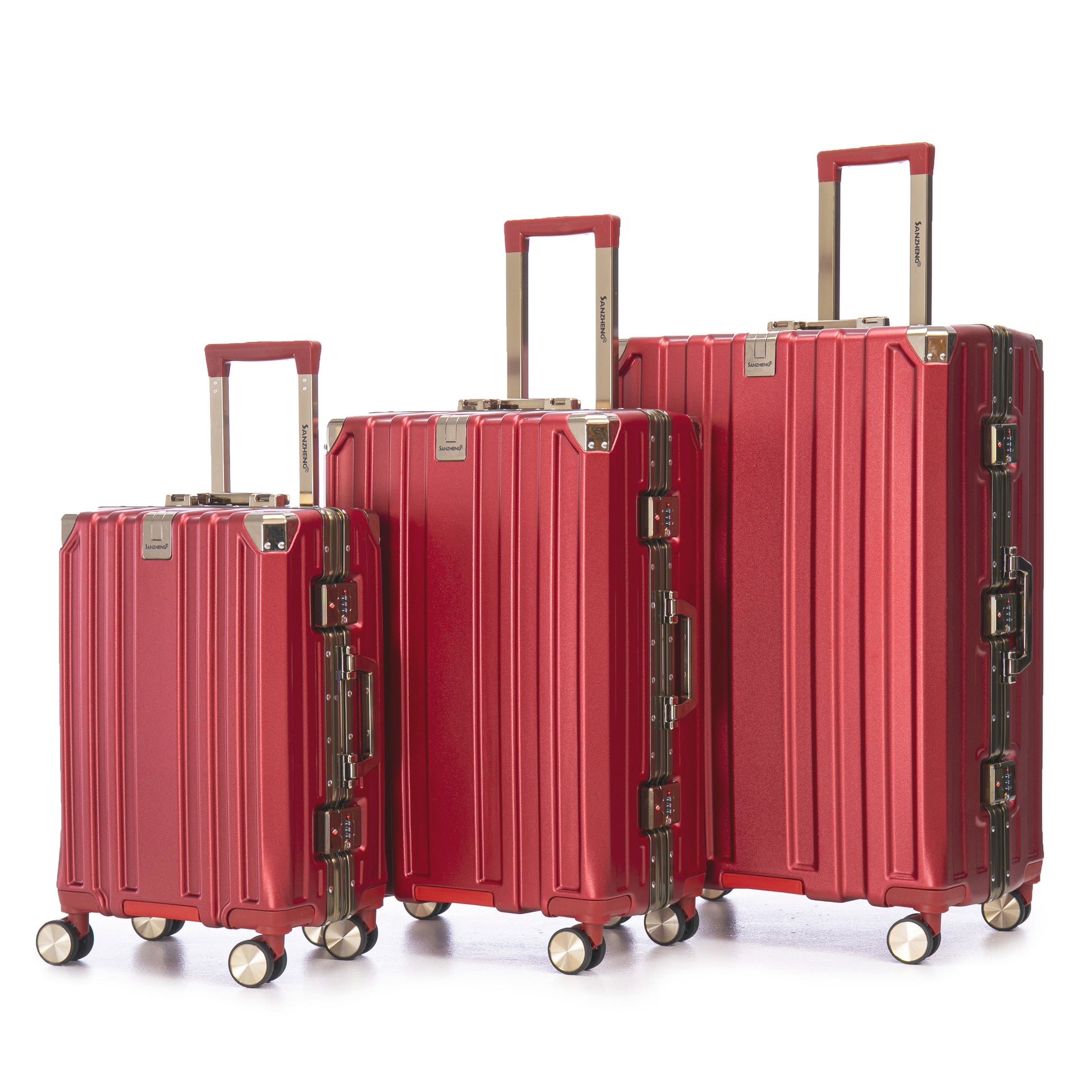 Luggage Sets Expandable Aluminum 20 24 28 Inch Three Model Set, Stylish Suitcase With Aluminum Frame Password Lock, Suitable For Travel Suitcases And Suitcases Red Contemporary Aluminum