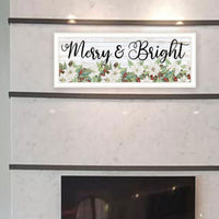 "Merry & Bright Holiday Happy Holidays To You" Framed Wall Art For Living Room, Wall Art Print For Home Decor, Bedroom Wall Art By Cindy Jacobs Multicolor Wood Paper