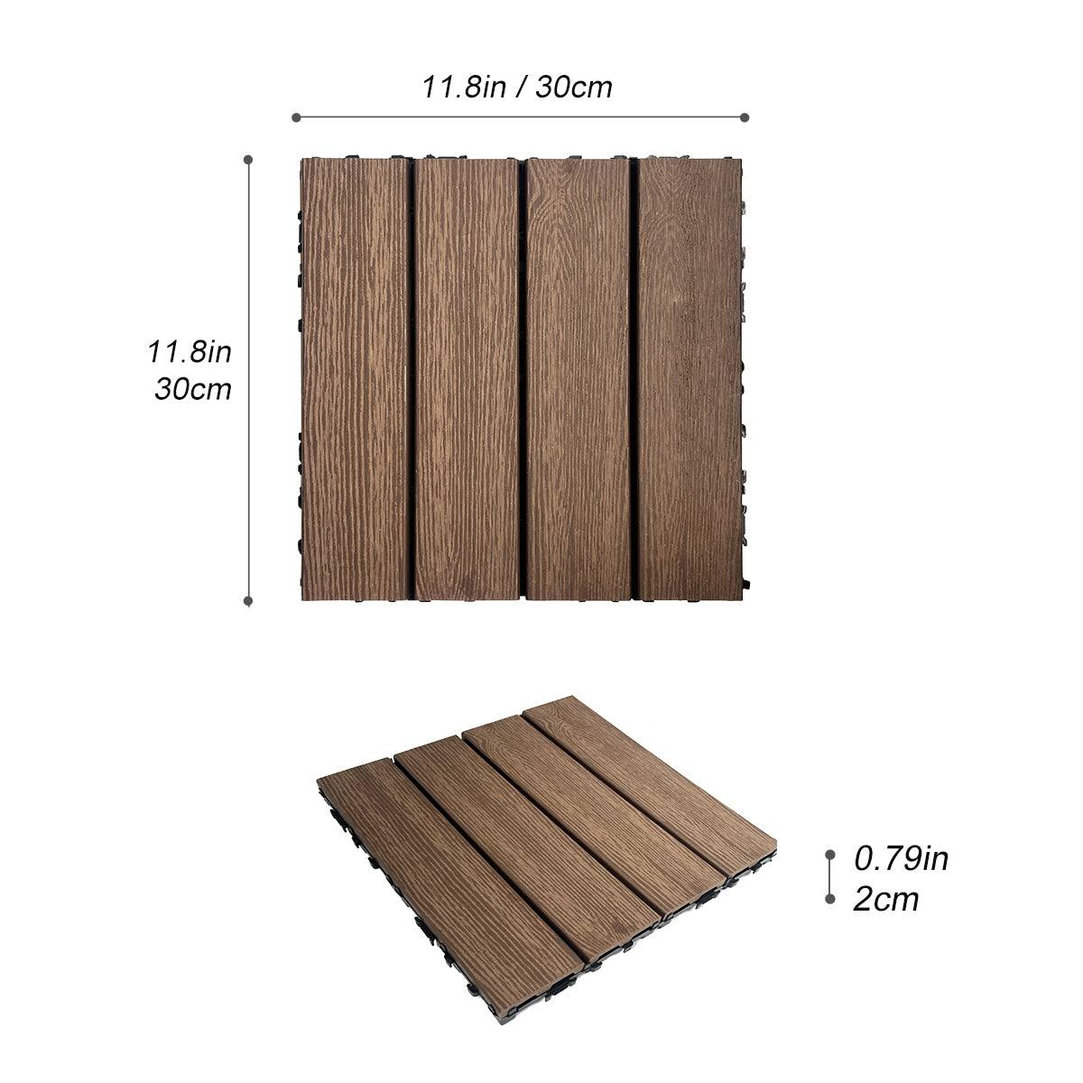 Wood Plastic Composite Deck Tiles Set Of 20Pcs, Diy Interlocking Decking Tiles, Floor Tile, Durable, Maintenance, Waterproof, Indoor Outdoor, 12X12In Light Coffee Light Coffee Modern Plastic Wood