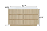 Fluted 6 Drawers Dresser ,Double Dresser Chest Of Drawers, 47.24" Modern Chest Of Drawers With Led ,Drawer Organizer For Bedroom, Living Room, Hallway Natural Primary Living Space Modern Particle