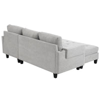 83.4" L Shaped Sofa Sectional Couch Sofa Bed With Two Usb Ports, A Movable Ottoman And A Reversible Chaise Lounge For Living Room, Grey Grey Foam Chenille 5 Seat