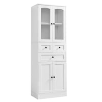 Tall Bathroom Storage Cabinet, Cabinet With Four Doors And Drawers, Adjustable Shelf, Mdf Board, White White Mdf