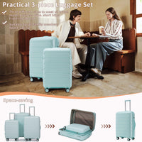 Pp Luggage Sets 3 Piece 20 24 28 , Expandable Carry On Luggage With Tsa Lock Airline Approved, Pp Materials Hard Shell And Lightweight Suitcase With Spinner Wheels Mint Green Mint Green Polypropylene