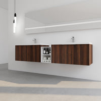 84 Inch Soft Close Doors Bathroom Vanity With Sink, A Small Storage Shelves, 36" And 12" Combination Cabinet, Kd Packing California Walnut 4 1 Bathroom Wall Mounted Modern Plywood