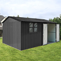 Metal Garden Sheds 10Ftx12Ft Outdoor Black With Window Black Metal