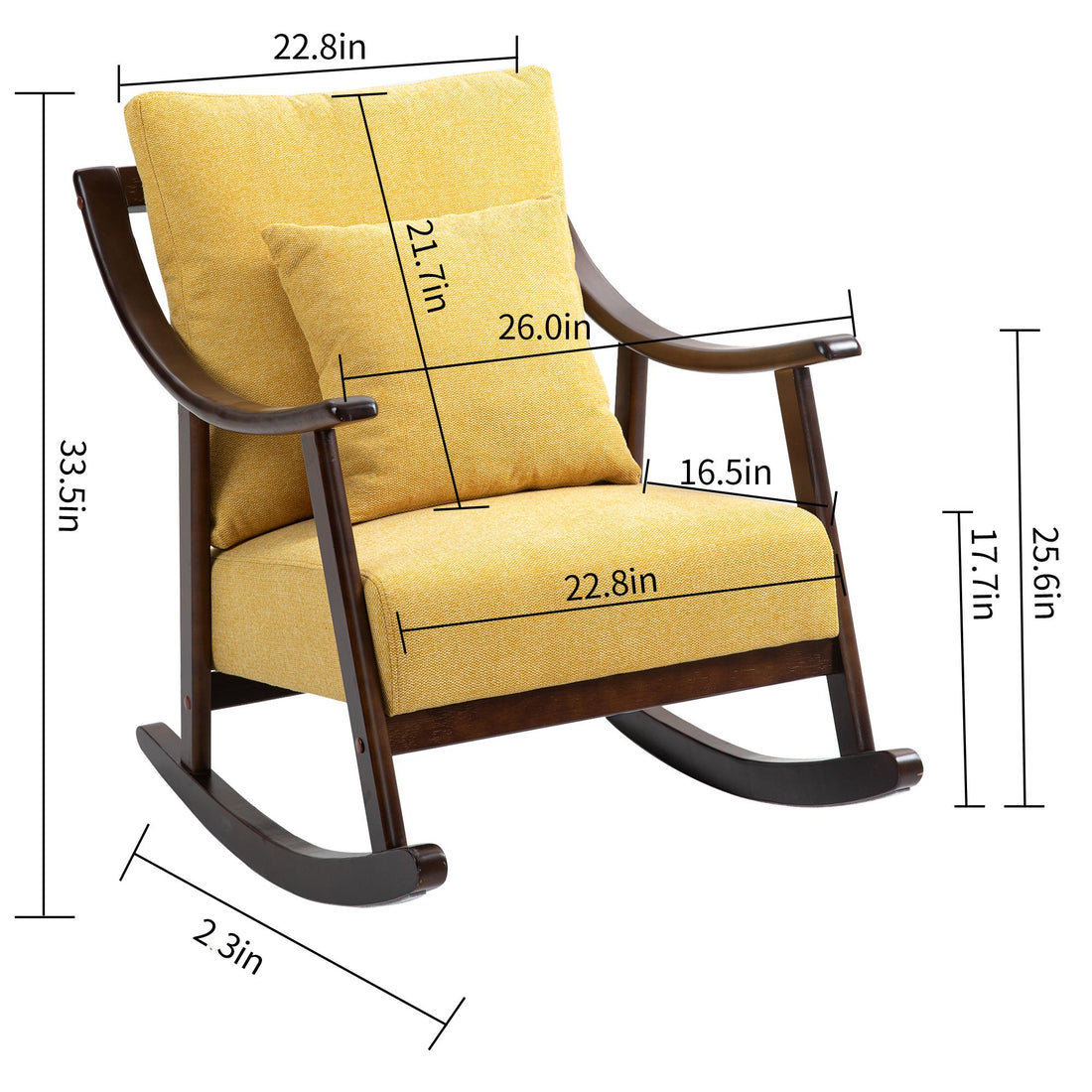 Woven Fabric Mid Century Modern Accent Chairs Comfy Upholstered Glider Arm Chair With Solid Wood For Living Room Bedroom Balcony Yellow Brown Bedroom Modern Rubberwood Foam Linen