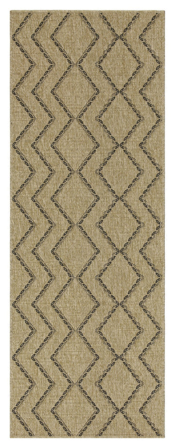 Earth Gc Ntl1010 Jute Black 2 Ft. 7 In. X 7 Ft. 3 In. Indoor Outdoor Area Rug Natural Black Polyester Polypropylene