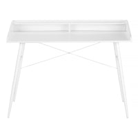 Computer Desk, Home Office, Laptop, Storage Shelves, 48"L, Work, White Laminate, White Metal, Contemporary, Modern White Particle Board