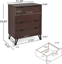 4 Drawer Wide Chest Walnut Mdf