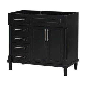 36'' Bathroom Vanity Without Sink, Freestanding Bathroom Storage Cabinet With 2 Drawers And A Tip Out Drawer, Solid Wood Frame Vanity Only, Height Adjustable Shelf Not Include Sink 3 Black 2 2 Bathroom Freestanding Solid Wood Mdf Painted