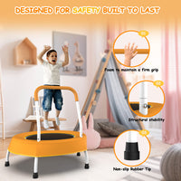 Toddler Trampoline For Kids 1 Year Plus With Handle, Baby Gifts For Boys And Girls, Indoor And Outdoor Orange Metal