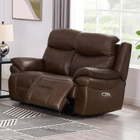 Springdale Power Headrest Zero Gravity Reclining Loveseat Chestnut Memory Foam Genuine Leather