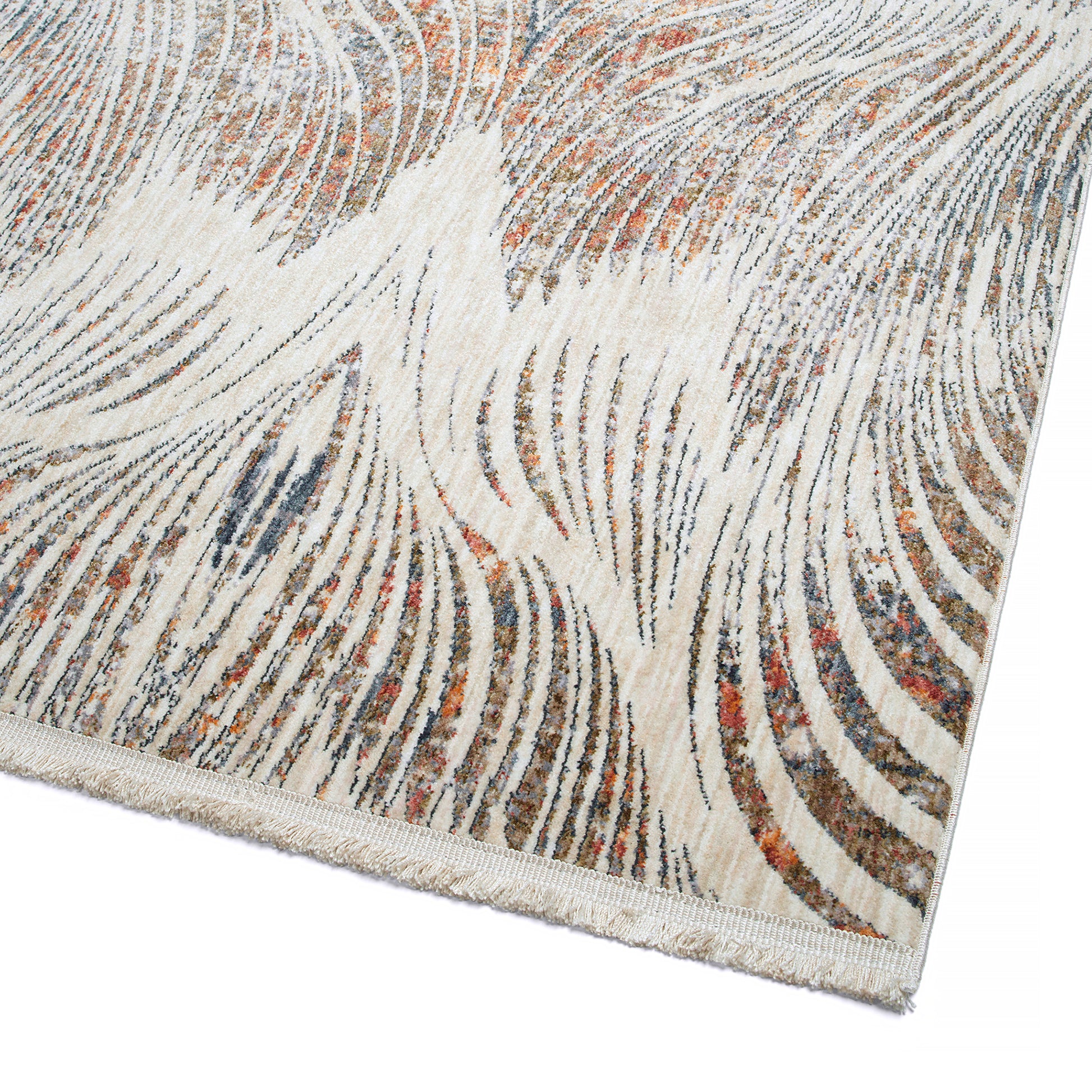 Modern, Abstract, Cut Pile 1'10" X 2'6" Rectangle Throw Rug Multi Brown Beige Polyester