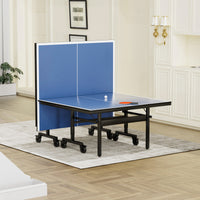 Table Tennis Table 15Mm Professional Mdf Indoor Table Tennis Table With Table Tennis Net And Bats Etc. Quick Assembly, Single Training Table, 108"L X 60"W X 30"H Black Blue Mdf Steel