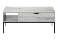 Coffee Table, 42" L, Rectangular, Cocktail, Lift Top, Grey, Black Metal, Contemporary, Modern Grey Particle Board