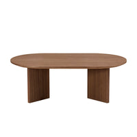 Length 39.37 Inch Modern Coffee Table,Mdf Oval Coffee Table For Living Room,Small Coffee Table With Sturdy Pedestal For Apartment,Bedroom,Walnut Walnut Mdf