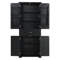 Bathroom Storage Cabinet With Doors And Drawer, Multiple Storage Space, Adjustable Shelf, Black Black Mdf