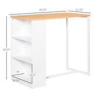 Homcom Modern Bar Table Counter Height Dining Table With 3 Storage Shelves For Kitchen, Dining Room, Living Room, White White Mdf