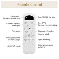 46 Inch With Lights 3 Abs Blades 6 Speed Dc Motor Remote Control For Bedroom White Abs