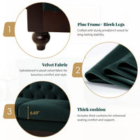 Vivalux 59.44" Chesterfield Velvet Loveseat Sofa,2 Person Rolled Arm Dutch Plush Upholstered Sofa Couch With Tufted Button For Living Room, Bedroom, Small Places,Forest Green Dark Green Espresso Velvet Wood Primary Living Space Soft Tufted Back