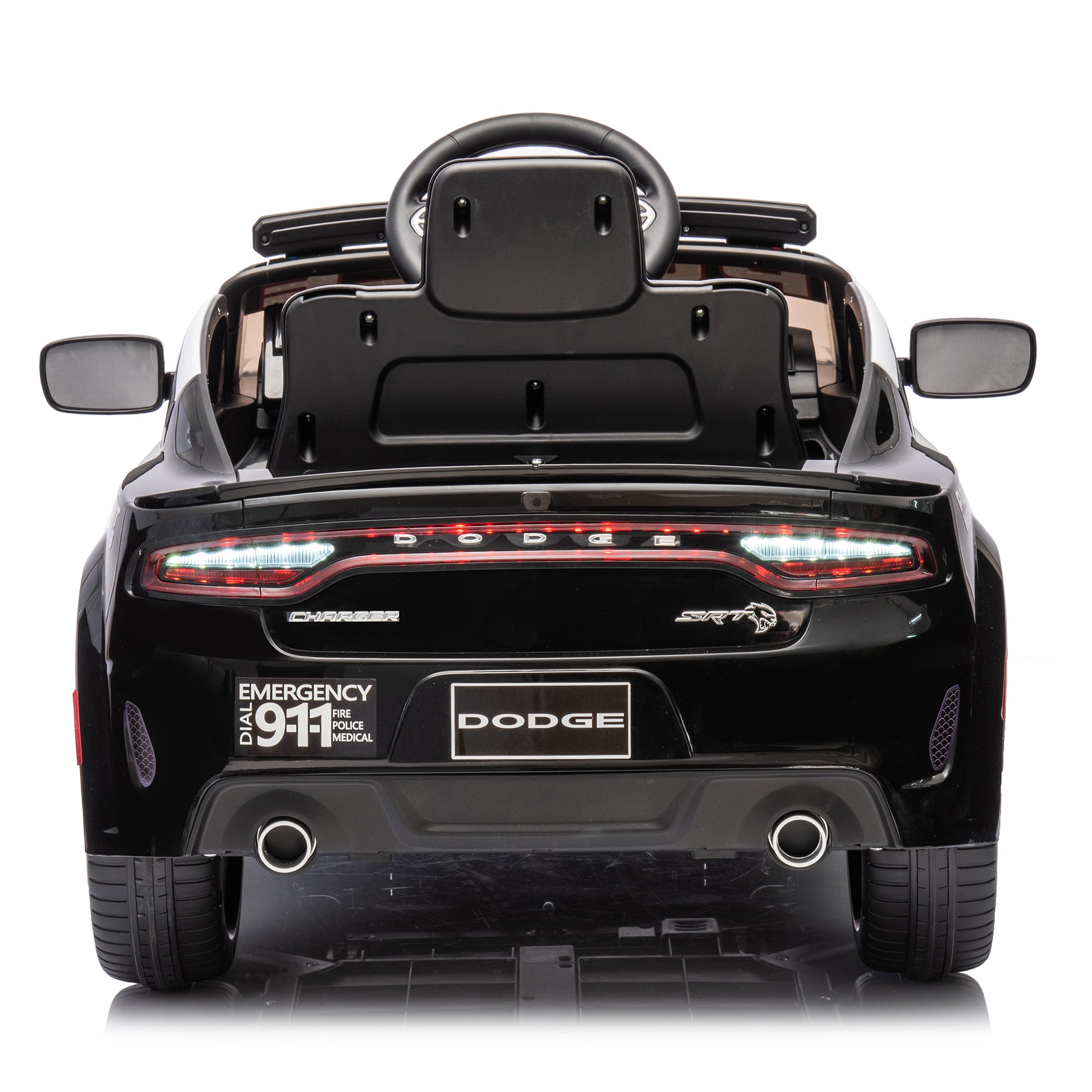 Licensed Dodge Charger,12V Kids Ride On Police Car W Parents Remote Control,Anti Collision Bar,Front& Top Alarm Light Design,Police Car Sticker,Megaphone,Three Speed,Slow Start,Four Wheel Suspension. White Plastic