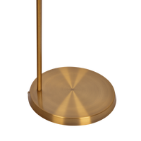Zenith Offset Brass Base Floor Lamp With Drum Shaped Linen Shade Gold,White Table&Floor Lamps Brass,Linen