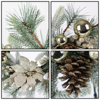 Christmas Wreath 20 Inch Christmas Door Decorations Wreath With Warm Lights 2Pcs Gold American Design Pine