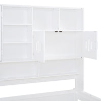 Full Size Wooden Daybed With 2 Drawers, And All In One Cabinet And Shelf, White Full White Wood