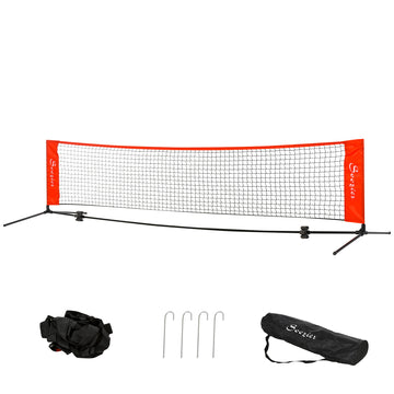 Soozier 10Ft Portable Soccer Tennis Pickleball Badminton Mini Tennis Net W Sideline For Training With Included Storage Bag, Red Black Red Iron