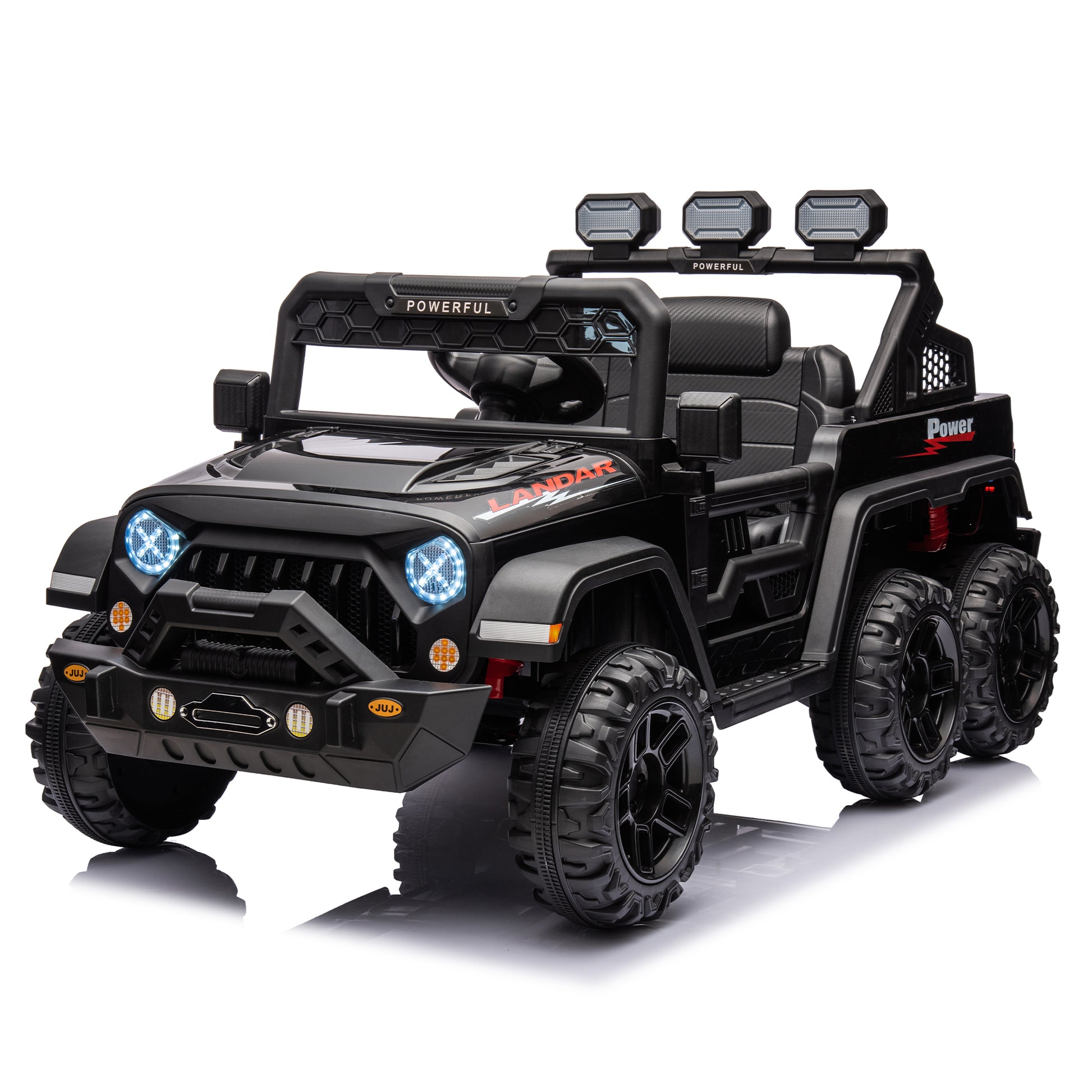 24V Ride On Large Pickup Truck Car For Kids,Ride On 4Wd Toys With Remote Control,Parents Can Assist In Driving,Bluetooth Music Version,Pickup Truck Design With Spacious Storage In The Rear. Black Polypropylene