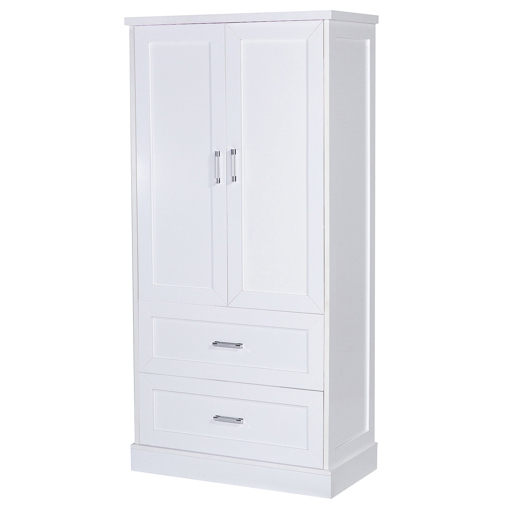 Tall Bathroom Storage Cabinet, Cabinet With Two Doors And Drawers, Adjustable Shelf, Mdf Board, White White Mdf