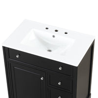 30" Bathroom Vanity With Sink Top, Bathroom Vanity Cabinet With Door And Two Drawers, Mdf Boards, Solid Wood, One Package, Black Black Solid Wood Mdf