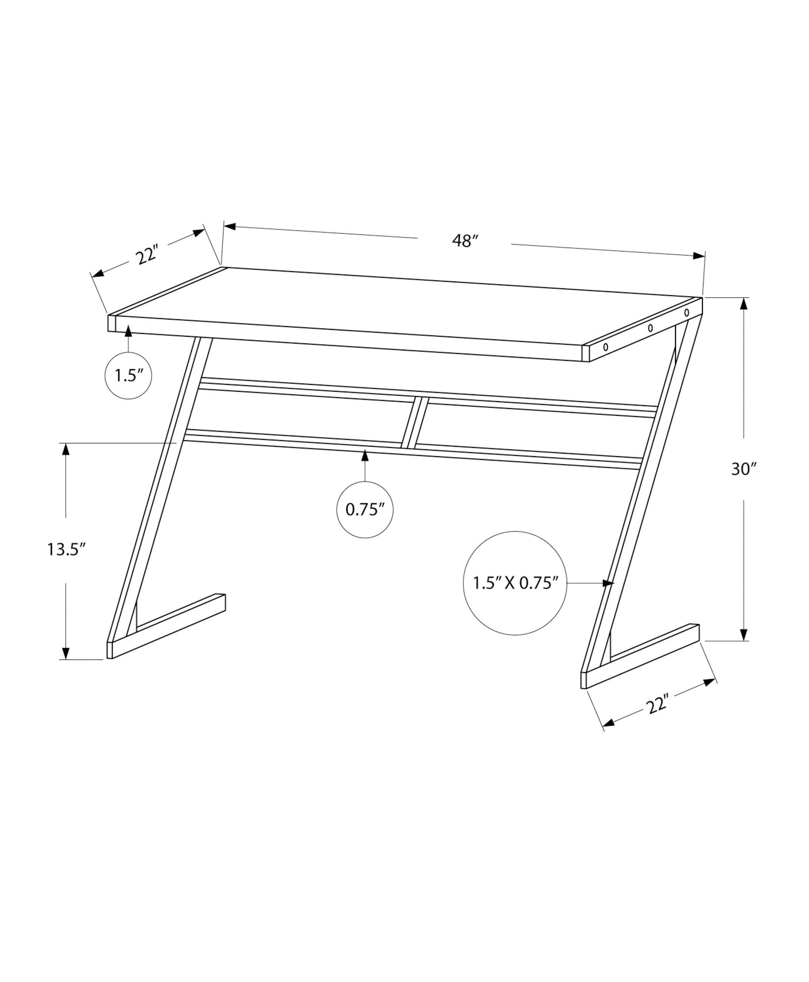 Computer Desk, Home Office, Laptop, 48"L, Work, Brown Laminate, Grey Metal, Contemporary, Modern Espresso Mdf