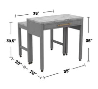 Light Gray Counter Height Table W Nested Table Dining Room Furniture Faux Marble Top Table Light Gray Gray Seats 4 Dining Room Contemporary,Modern,Transitional Rubberwood Rectangular Kitchen & Dining Tables Rectangular Faux Marble,Solid Wood