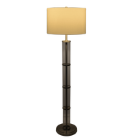 Nimbus Brushed Nickel Floor Lamp With 3 Way Rotary Switch Clear Glass Body Metal Base Silver Grey,White Glass,Linen,Metal