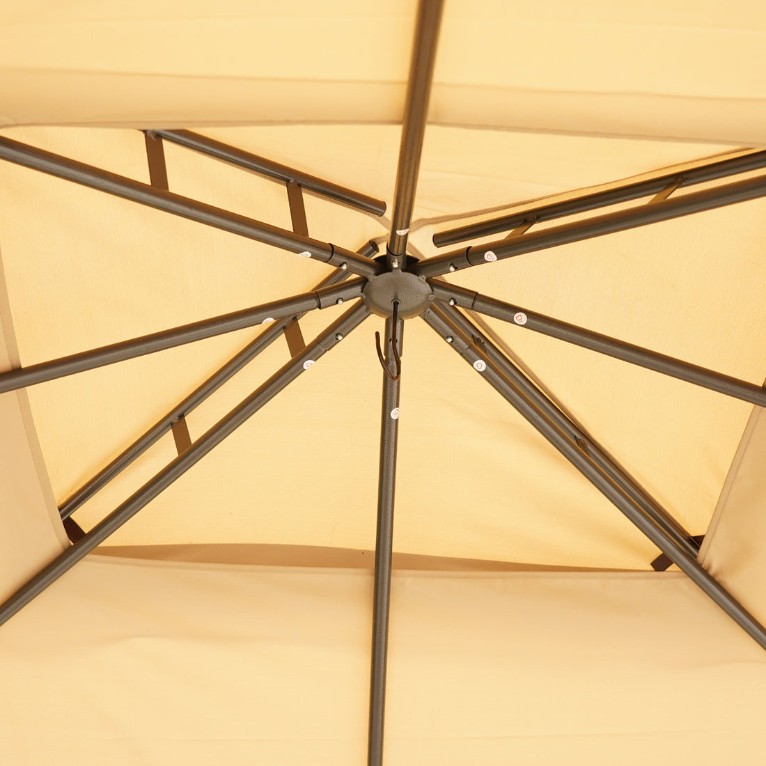 Outsunny 10' X 12' Outdoor Gazebo With Netting And Curtains, Patio Gazebo Canopy With 2 Tier Soft Top Roof And Steel Frame For Lawn, Garden, Backyard And Deck Beige Brown Steel