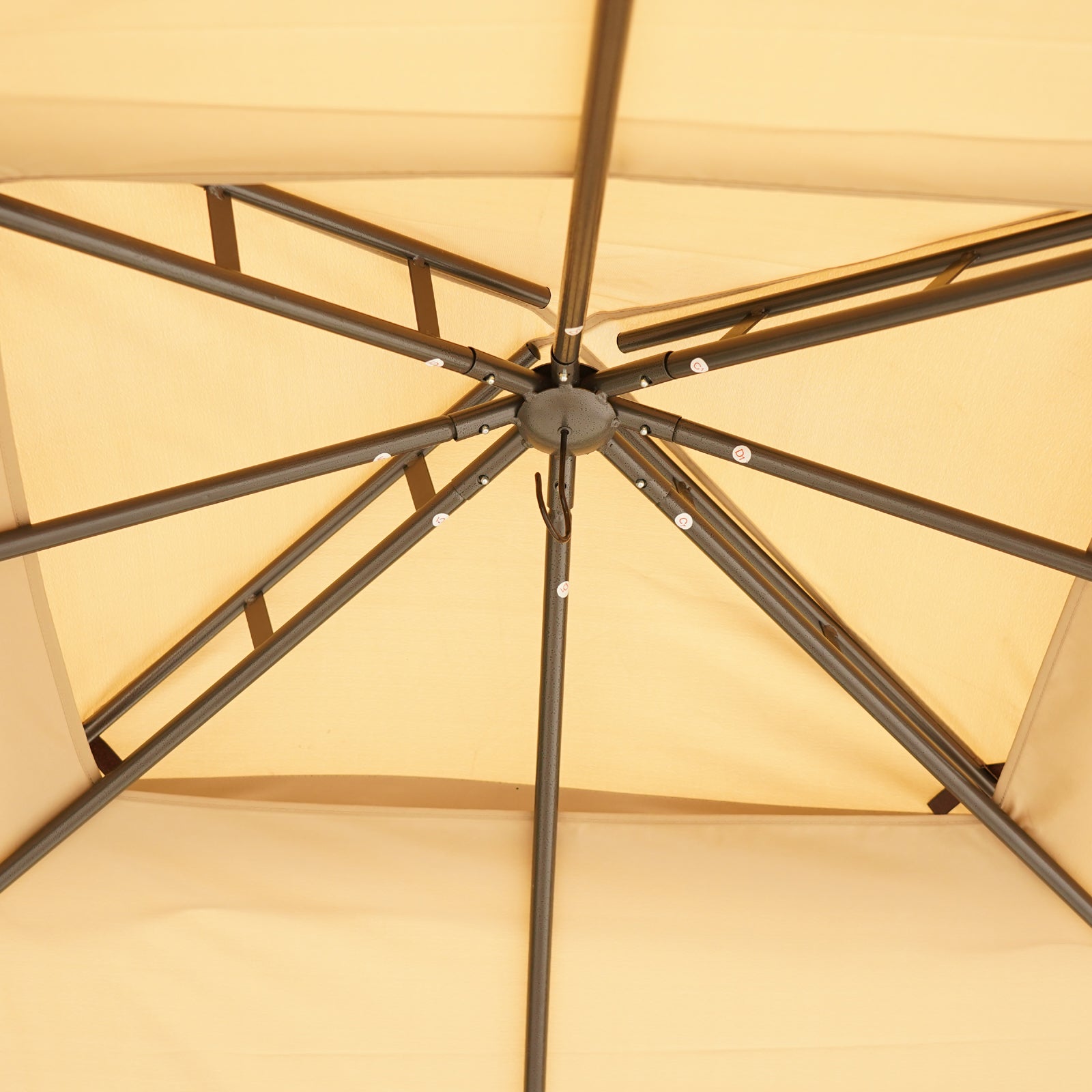 Outsunny 10' X 12' Outdoor Gazebo With Netting And Curtains, Patio Gazebo Canopy With 2 Tier Soft Top Roof And Steel Frame For Lawn, Garden, Backyard And Deck Beige Brown Steel