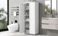 Storage Cabinet With Two Doors For Bathroom, Office, Adjustable Shelf, Mdf Board, White White Mdf