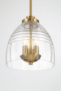 Ember Three Candle Lights Chain Pendant With Clear Glass Satin Brass Clear,Gold Ceiling Lights Brass,Glass,Metal