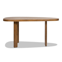 Melvin 60" Modern Oak Oblong Oval Console Desk, Caf Brown Oak Wood Brown Oak Wood Solid Wood