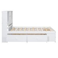 Queen Size Platform Bed With Storage Headboard And 8 Drawers, White Box Spring Not Required Queen White Wood Bedroom Bed Frame Solid Wood Mdf