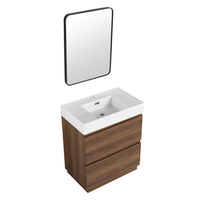 30" Bathroom Vanities With Single Sink Combo, Modern Undermount Bathroom Sink Cabinet With Double Drawer, Freestanding Bathroom Sink Cabinet,Engineering Wood,Brown Brown American Design Engineered Wood