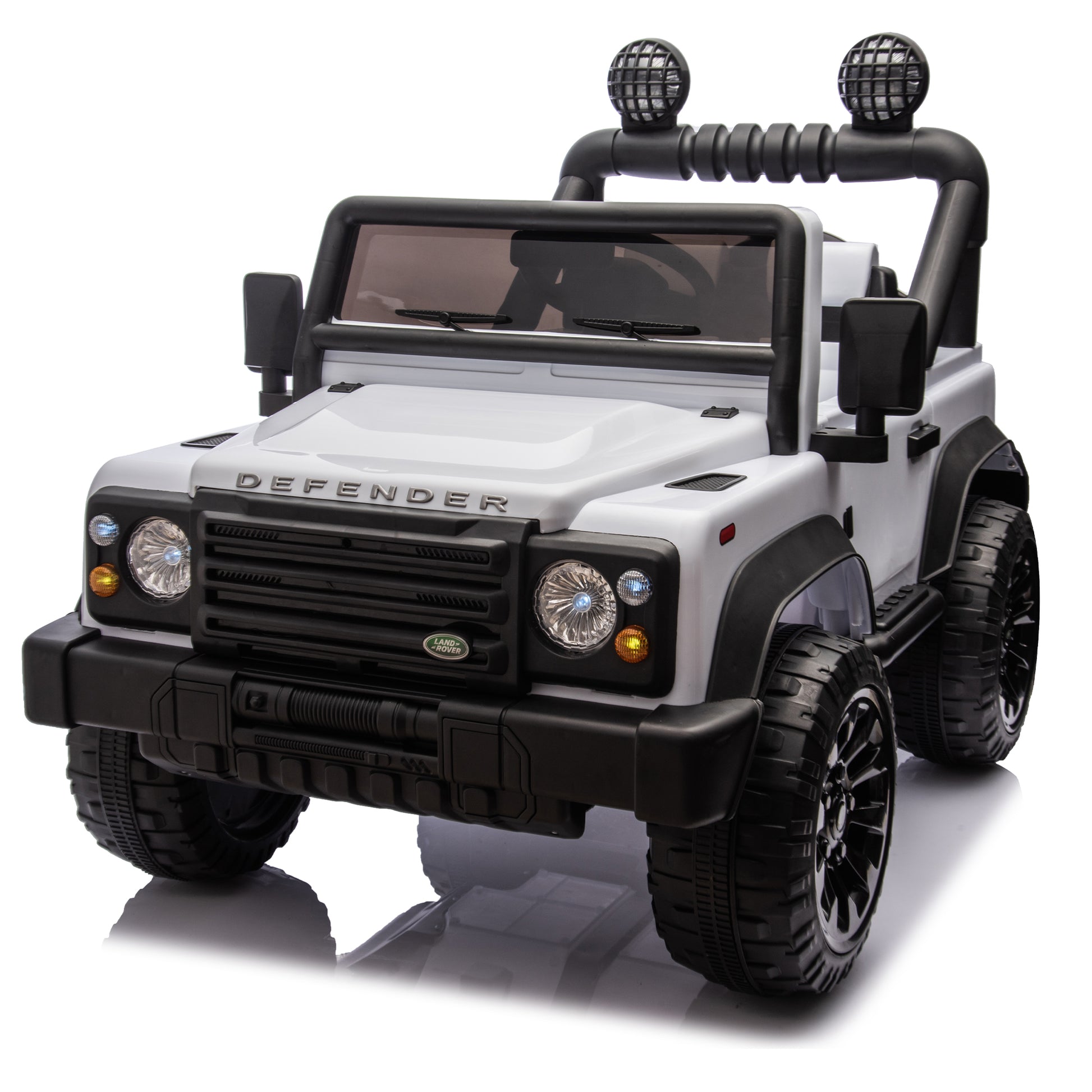 Licensed 2015 Land Rover Defender 90,24V Kids Ride On Xxl Car W Parents Control,2Wd,Four Wheel Suspension,Bluetooth,Mp3,Music,Power Display,Led Lights,Speeds 1.86 3.11Mph For Kids 3 7. White Polypropylene