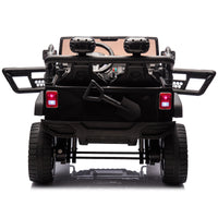 24V Two Seater Kids Ride On Truck Car W Parents Control,200W*2,Seat Width 20.28In,Four Wheel Suspension,Led Lights,Music,Mp3,Bluetooth,Two Independent Seat Belts,Suitable For Off Road For Kids Aged 3 Black 100 149 Lbs Polypropylene
