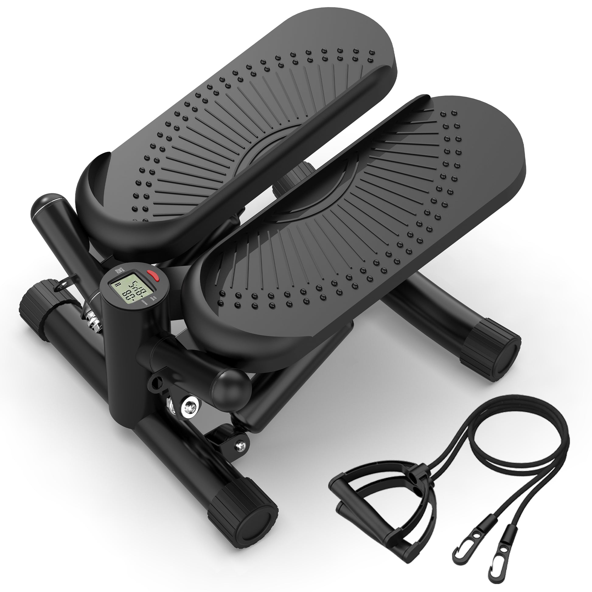 Steppers For Exercise Mini Stair Stepper Machine With Resistance Bands 330Lbs Twist Stepper Portable Exercise Equipment For Full Body Workout Black Black Abs Rubber Steel Q235