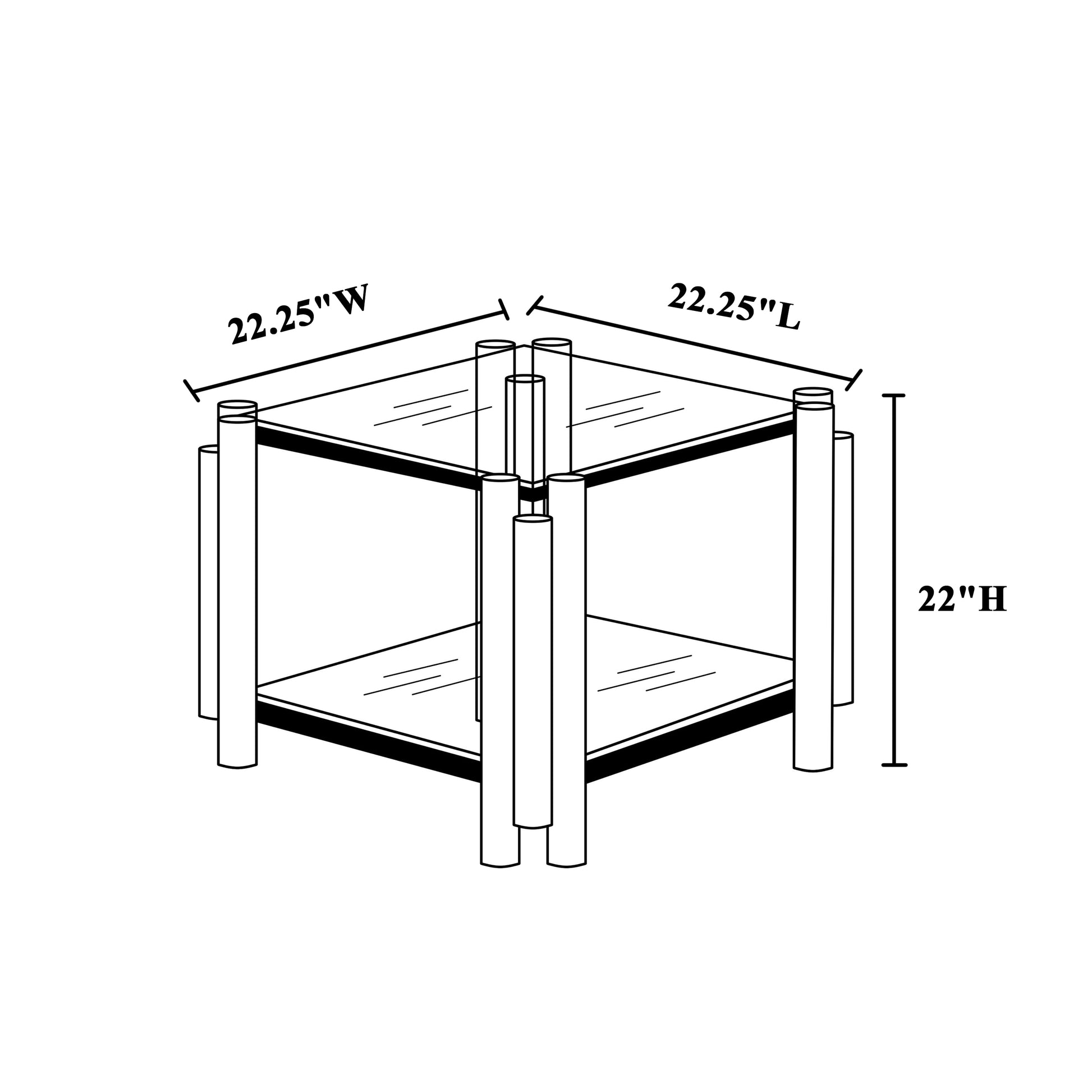 20 Inch Square End Table, Modern Stainless Steel End Table, Double Layer Clear Tempered Glass Coffee Table, Side Table With Storage, For Living Room Home Office, Gold Clear,Gold Modern Open Storage