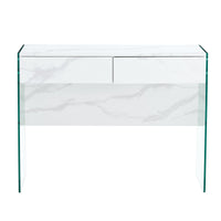 White Environmental Protection Mdf Minimalist Dresser, Desk, Desktop Computer Desk, With Double Drawer Storage Space, Simple Home, Perfect For Various Styles Of Home Environment. White Mdf Glass