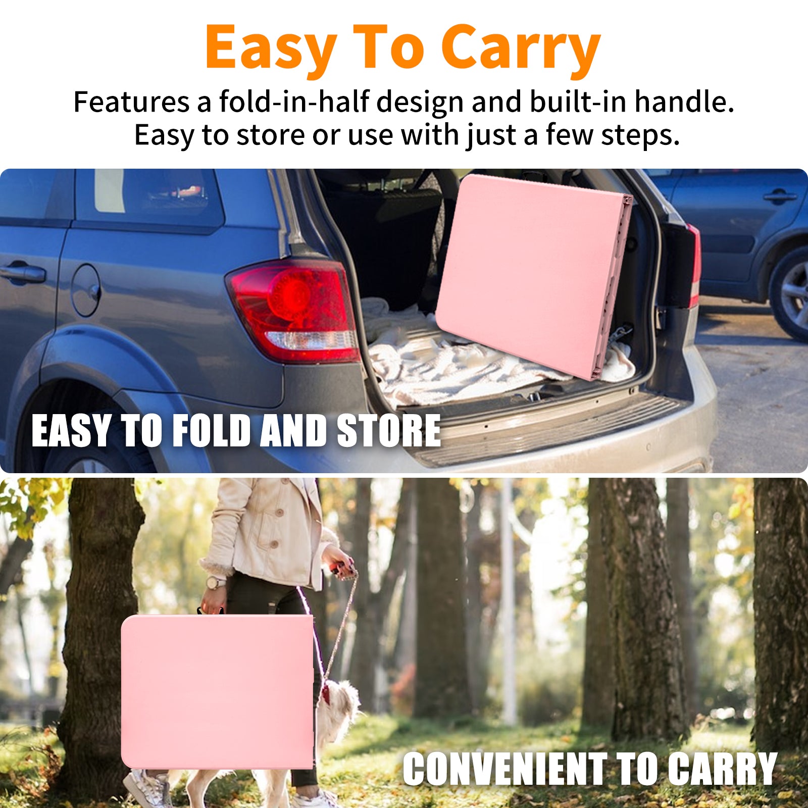 6Ft Pink Folding Table, Portable Plastic Table For Camping, Picnics, Parties, High Load Bearing Foldable Table Pink Garden & Outdoor Iron Plastic