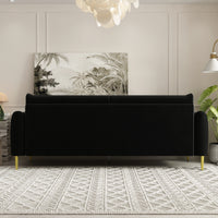 Fx P19 Bk Sofa 85.83Inch Velvet Sofa Couch Luxury Modern Upholstered Sofa With 2 Pillows Black Color Black Velvet 2 Seat