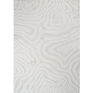 "Ava" Luxury Area Rug In Cream Abstract Design Cream Polyester